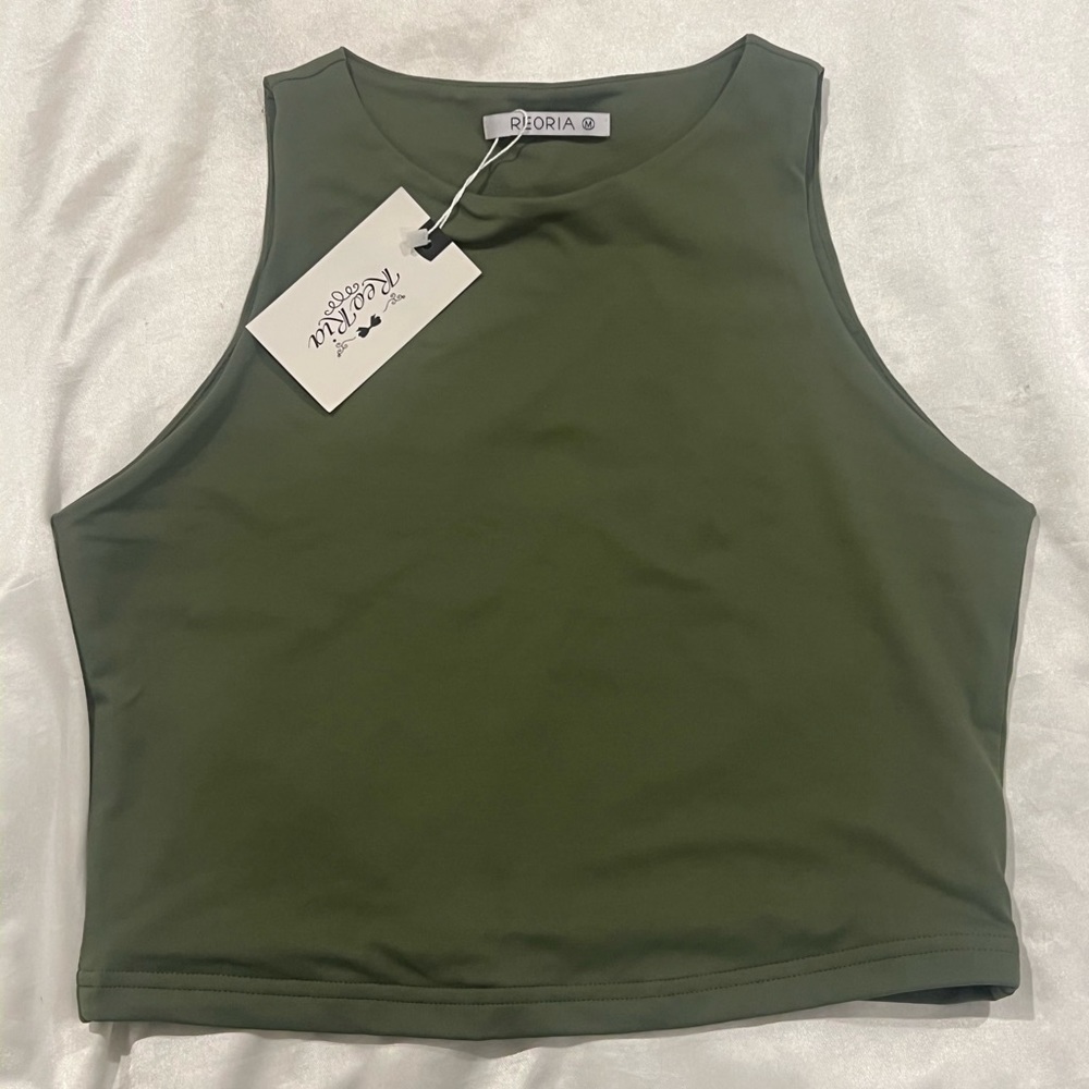 NEW Olive Green Athletic Material Tank Top